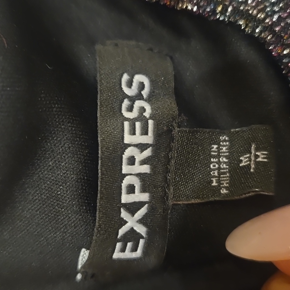 Express Metallic Multi-Colored Glittery Mini Dress - Picture 4 of 9